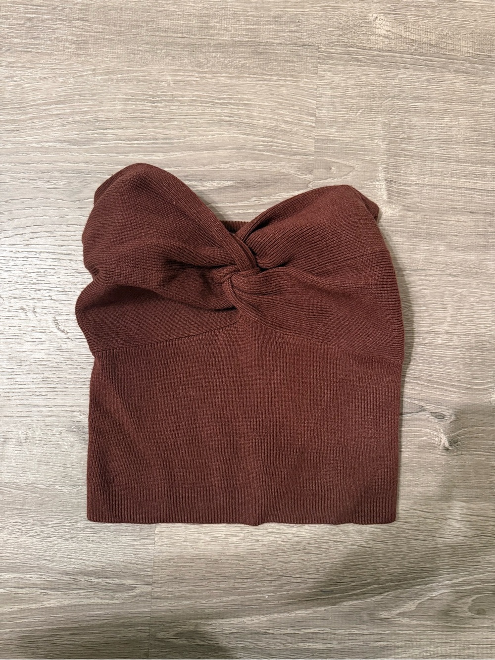 Twist-Front brown tube top